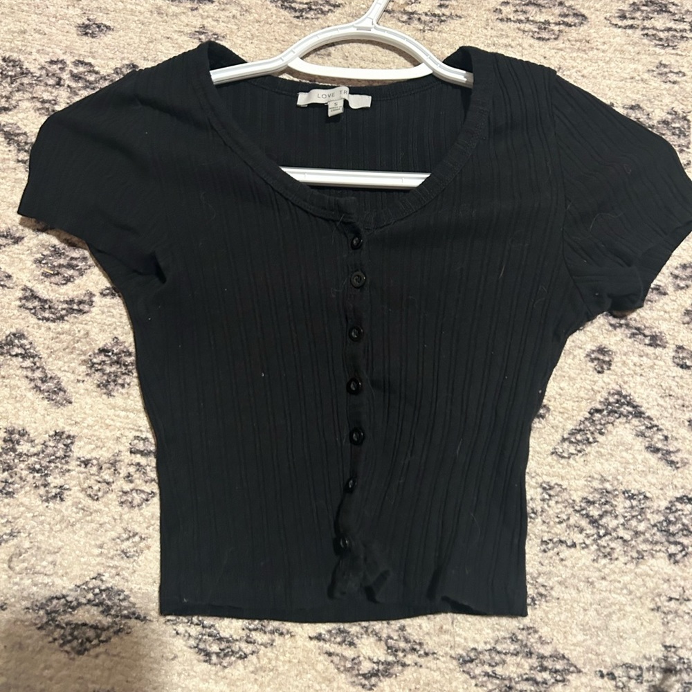 Love tree button crop top